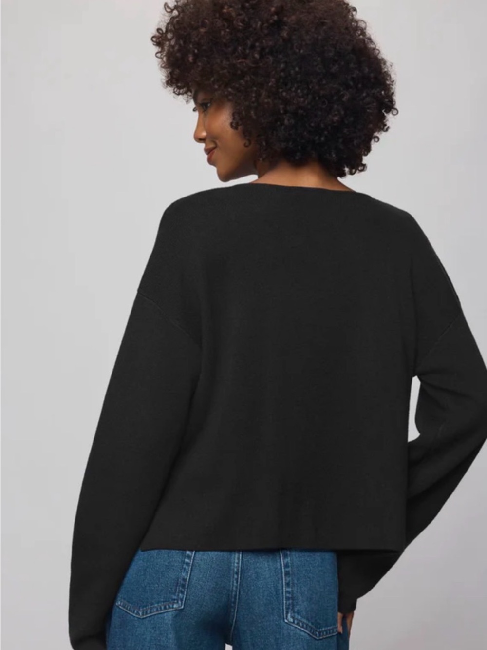 Splendid Black Off-the-Shoulder Button Cardigan - Picture 4 of 5